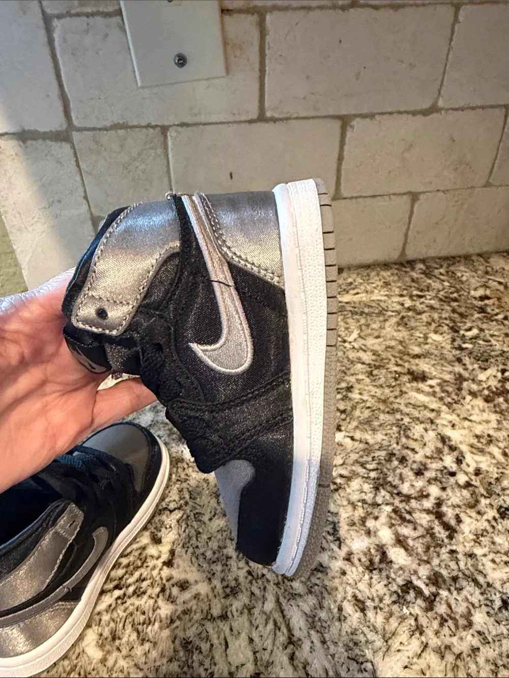Nike TD Air Jordan 1 Retro High OG Satin Shadow Black Grey FD5305-010 Size 5C